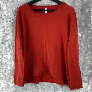 Athropologie Size S Textured Casual Top Red Long Sleeve Pullover‎